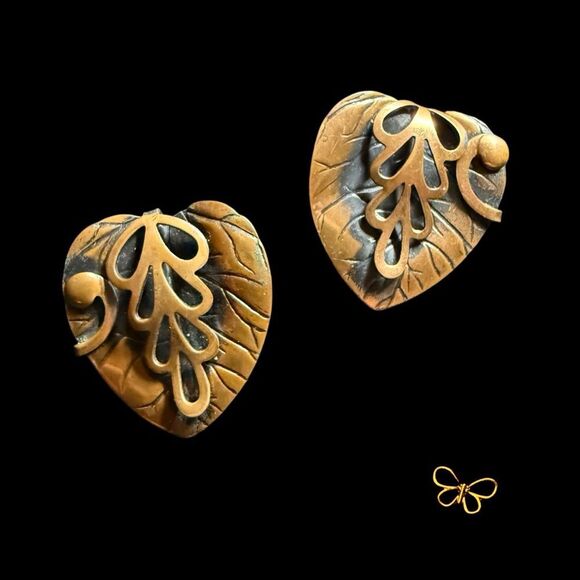 REBAJES Copper & Enamel Oval Clip on Earrings, Frank Rebajes  Frank Rebajes Copper Leaf Clip-On Earrings